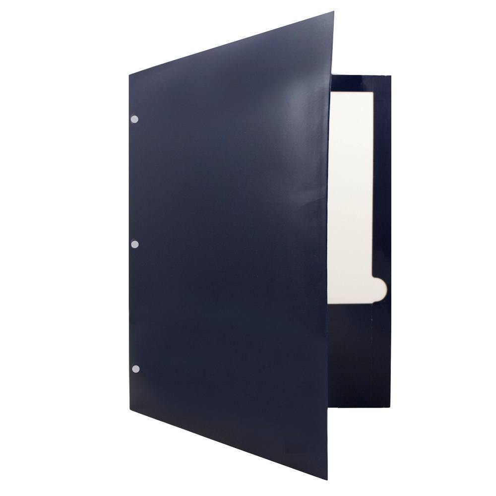 Navy Blue 2 Pocket 3 Hole Punched Folders, 50/Box J85173