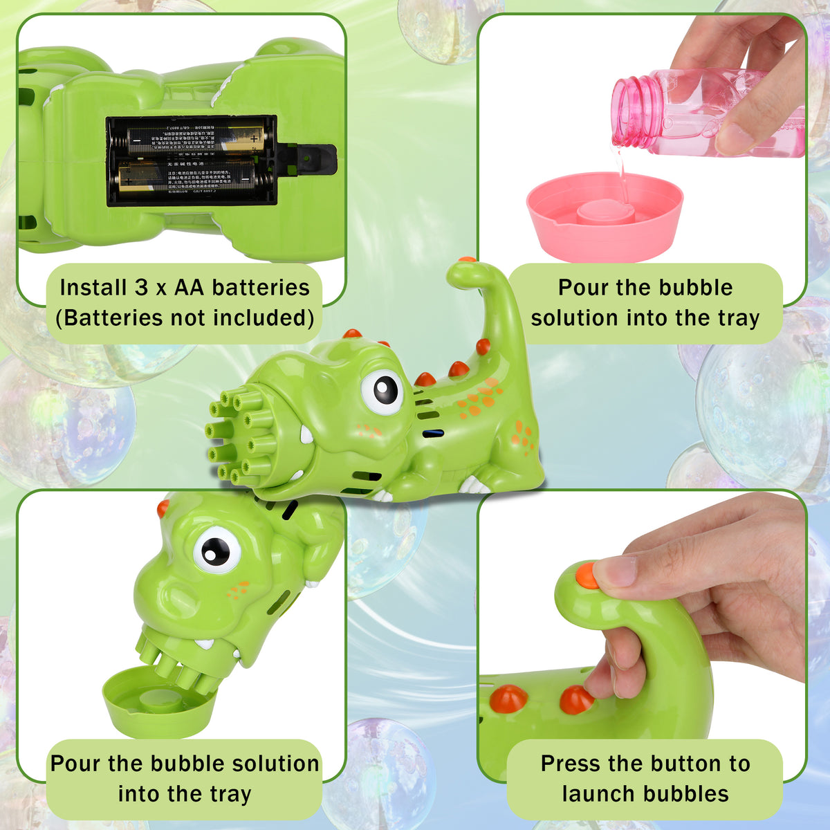 2PACK Bubble Gun Bubble Machine Handheld Bubble Maker with Bubble Solution & Tray T1881