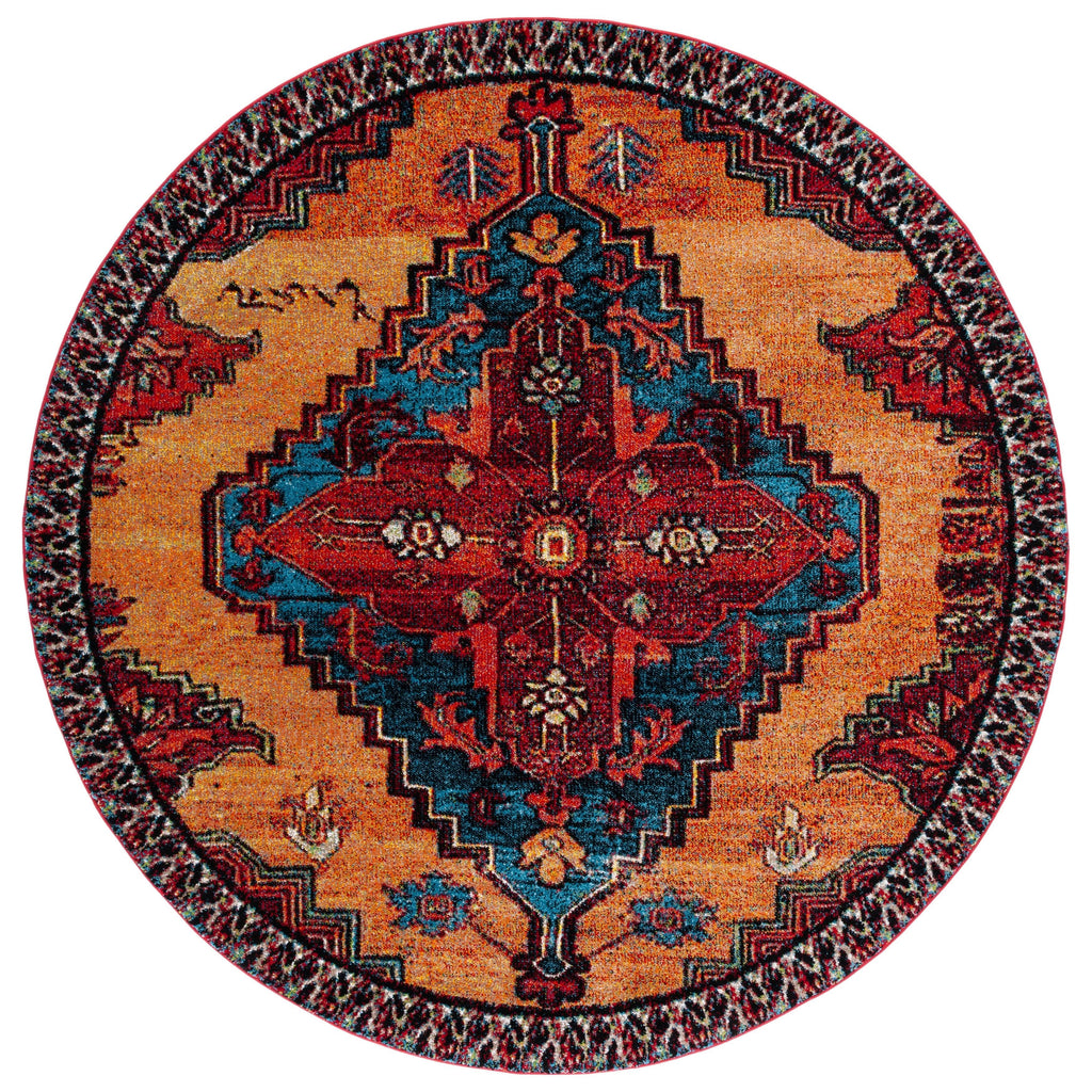 Red / Blue Vintage Rug V620936