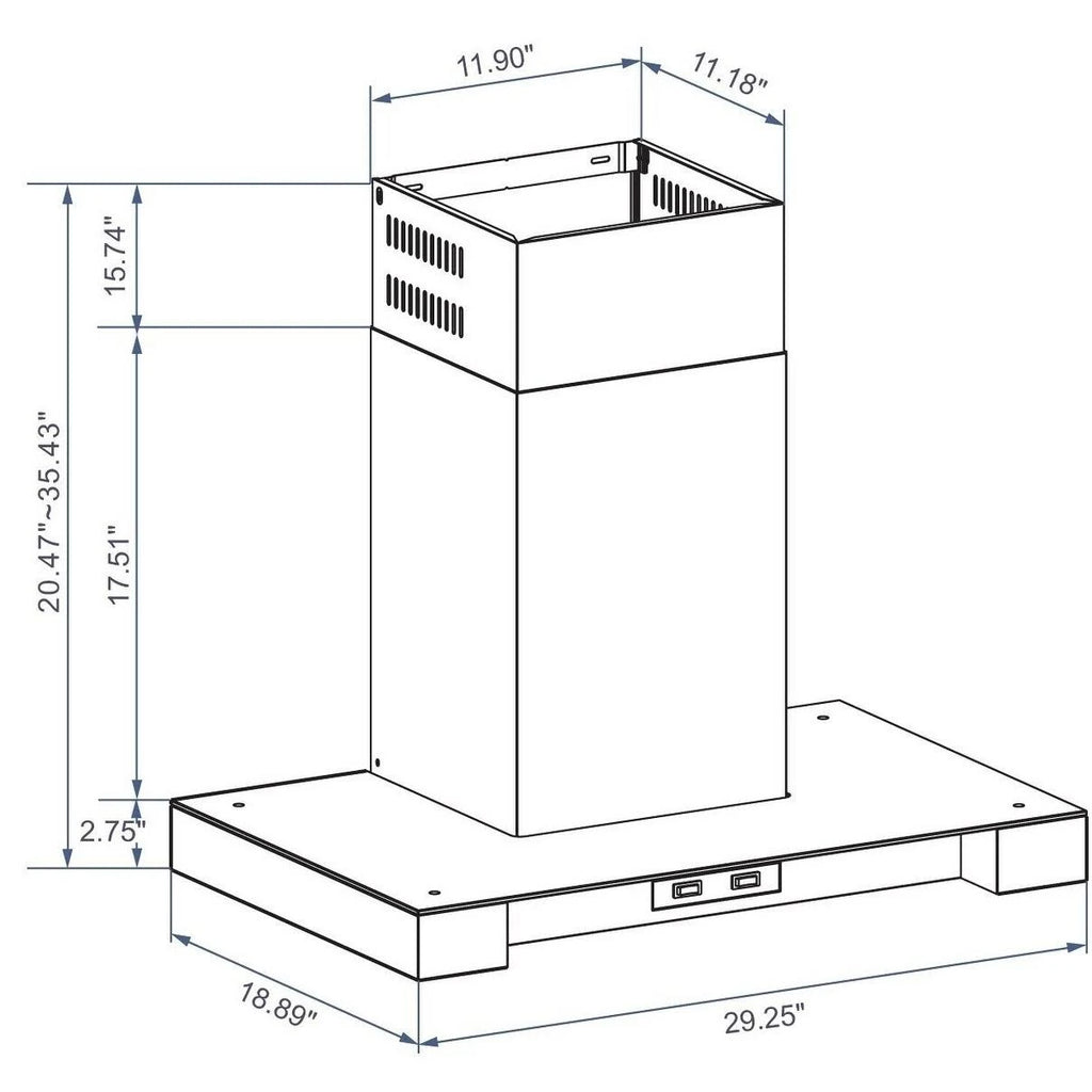 30x22 Stainless Steel Wall Mount Range Hood with Carbon Filters Y55993