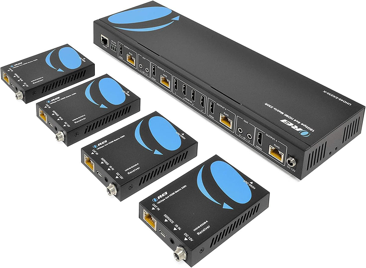 4K 4x4 HDMI Extender Matrix with HDR Switcher & IR Control, RS-232, 4 Receivers Included Z24947