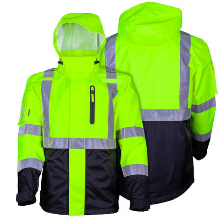 Hi Viz Yellow/Black Heated Rain Jack B8825
