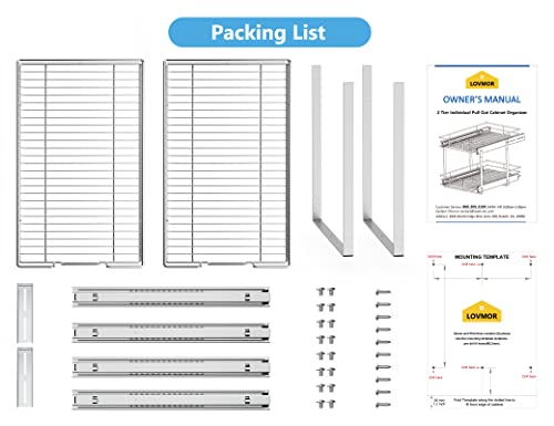2 Tier Slide Out Cabinet Drawers, 11" W x 21" D K9610