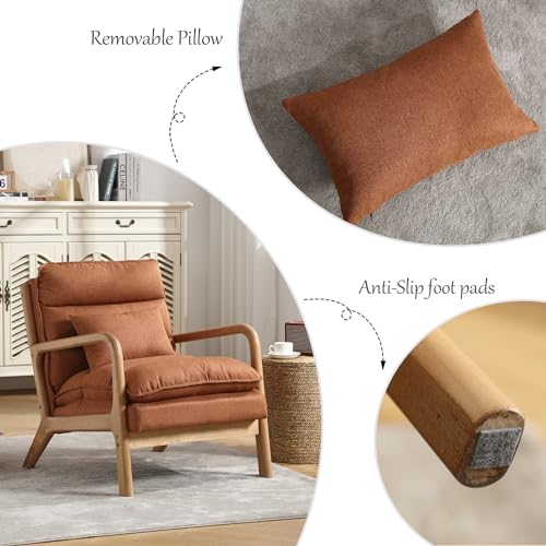 Green Upholstered Accent Chair with Wood Frame Q594