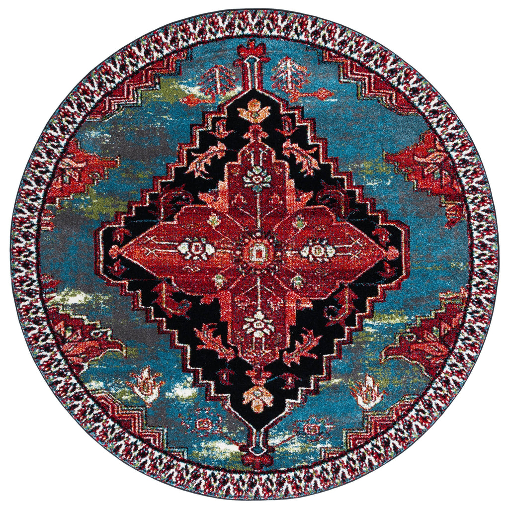 Red / Blue Vintage Rug V620936