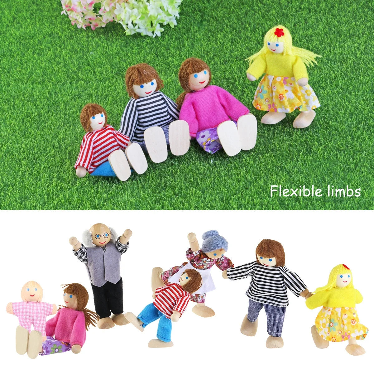 Wooden Dolls Playset Set of 7 People Z687