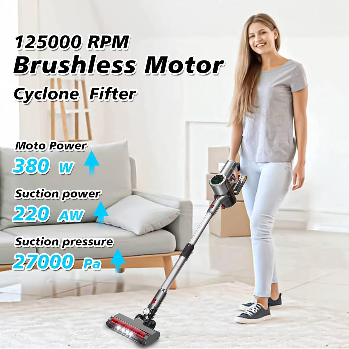 Cordless Stick Vacuum Cleaner with LED Display Y482552
