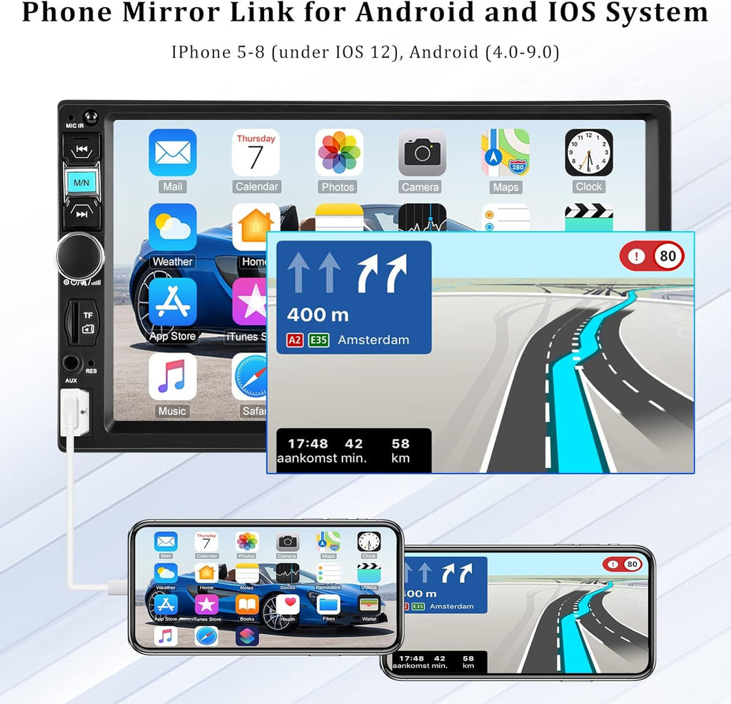 2 Din 7 Inch Touch Screen Car Stereo with Bluetooth B645