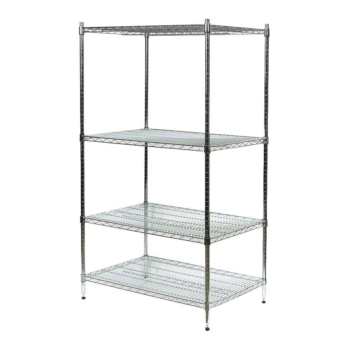 Chrome Wire Shelving Unit, 4 Shelves W864