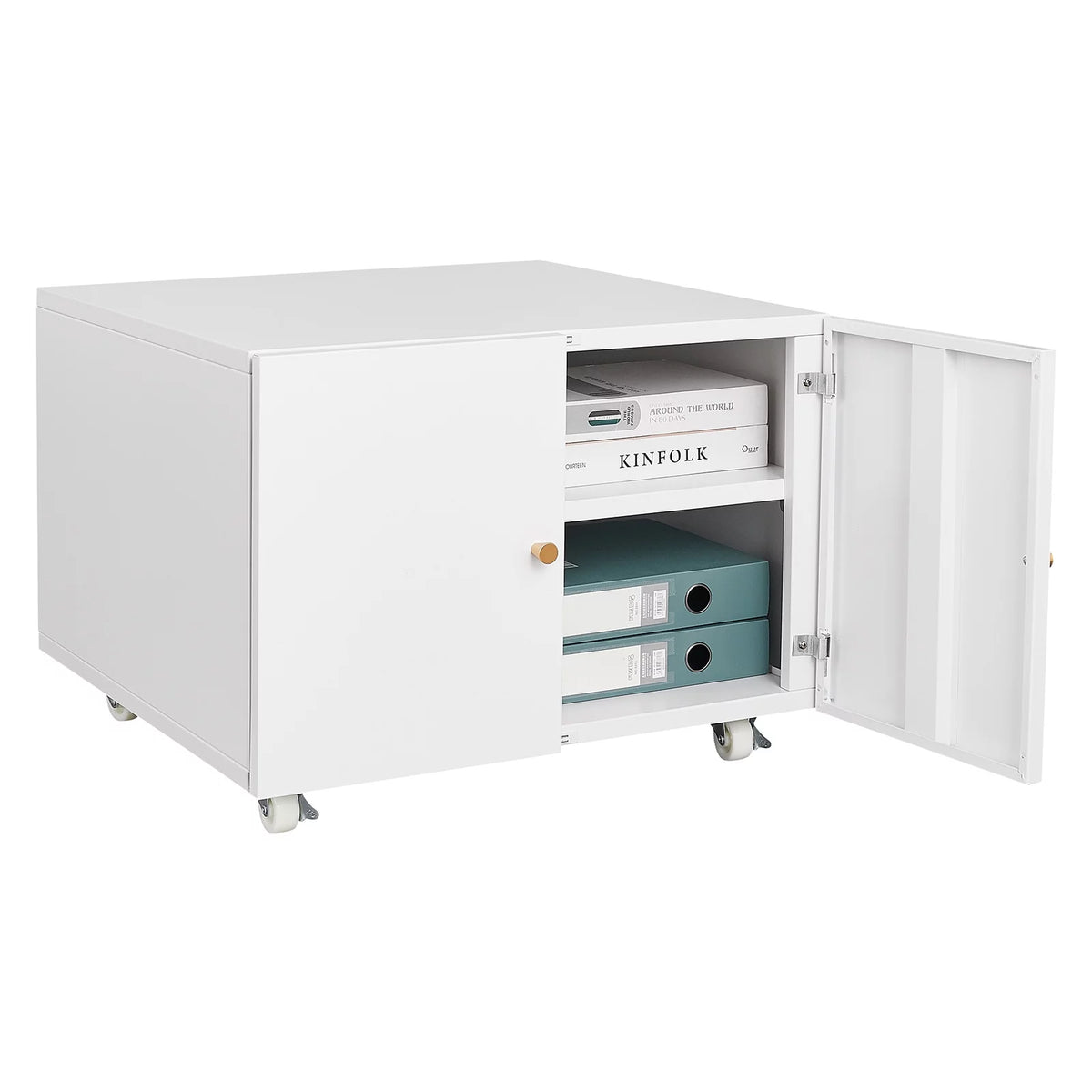 White 2 Door Mobile Lateral File Cabinet T5066