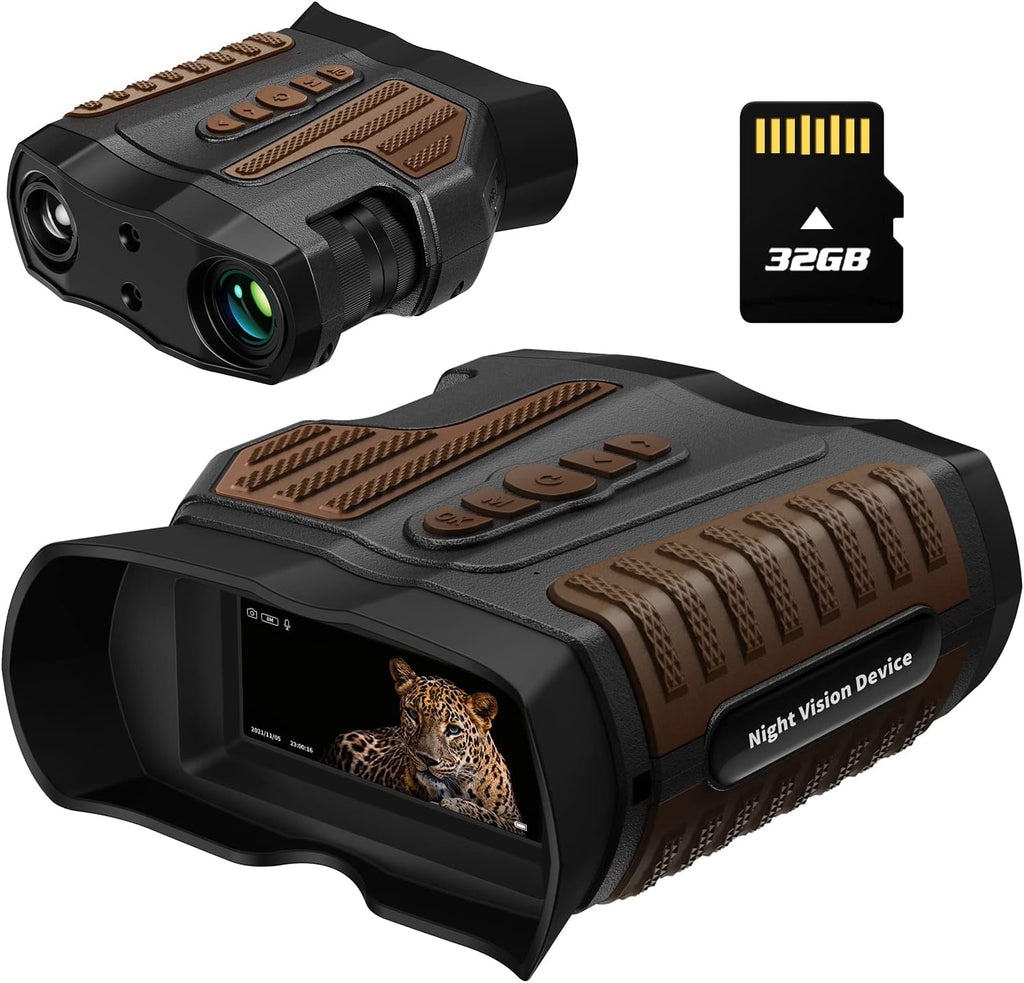 Night Vision Goggles with 10X Optical Zoom, 1080P Video, 3.2 LCD, Rechargeable Battery V7320