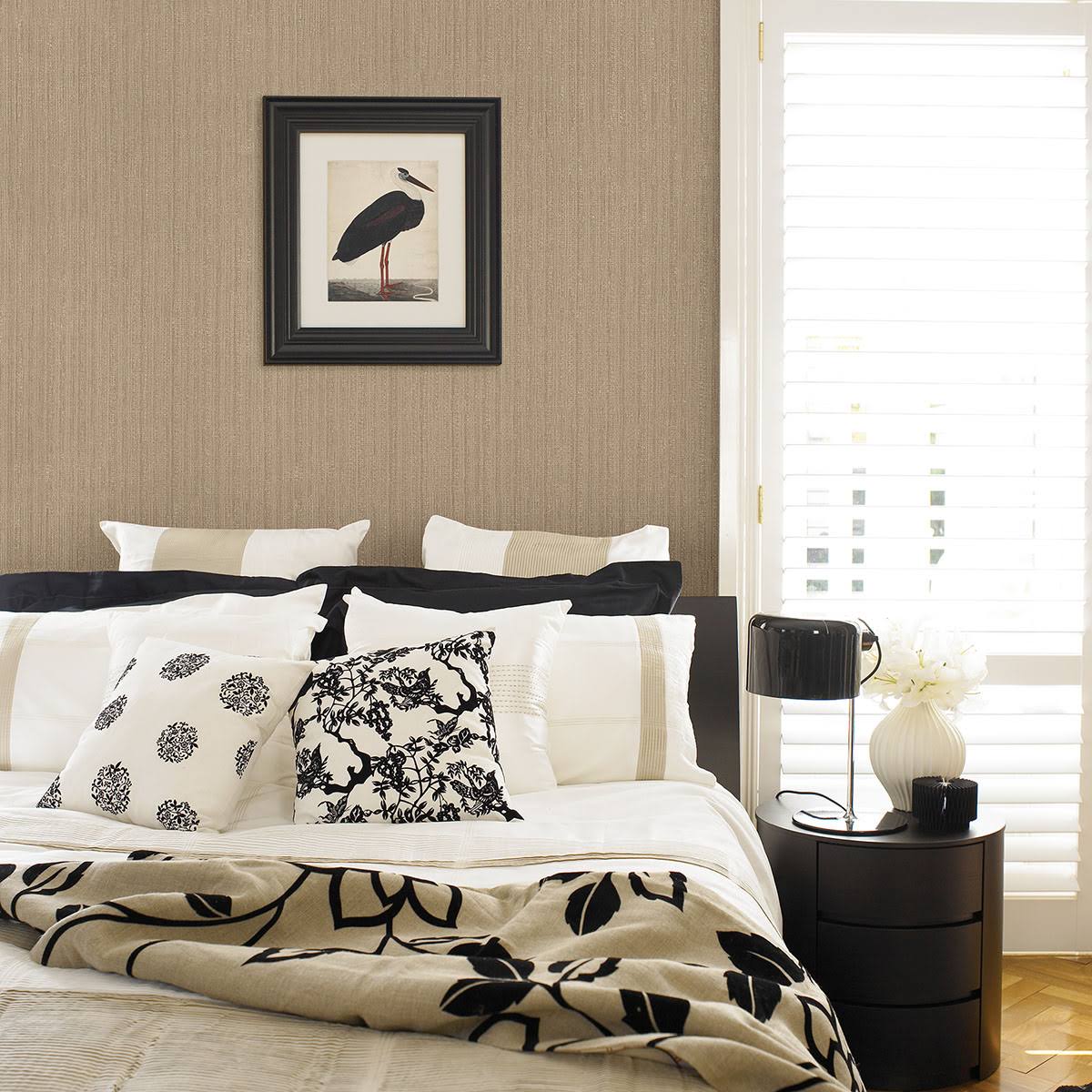 Beige Vertical Weave Wallpaper W305786