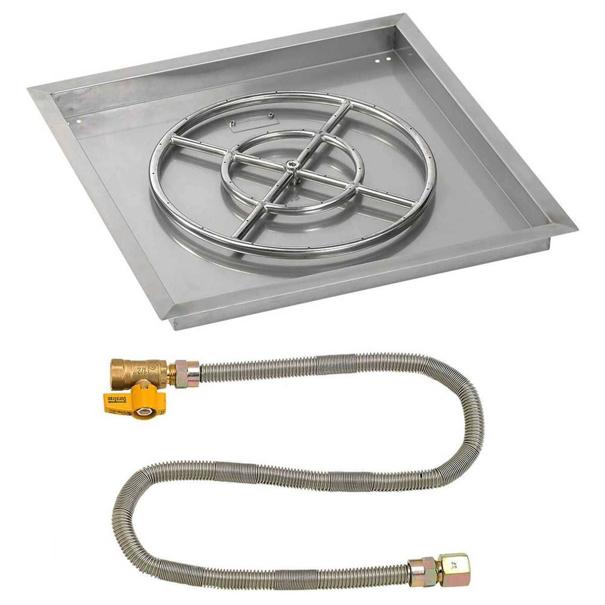 18x22 Square Stainless Steel Drop-In Pan with Match Light Kit Propane Fire Pit Ring P26280