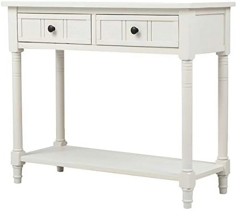 Ivory White Sofa Console Table with 2 Drawers B756