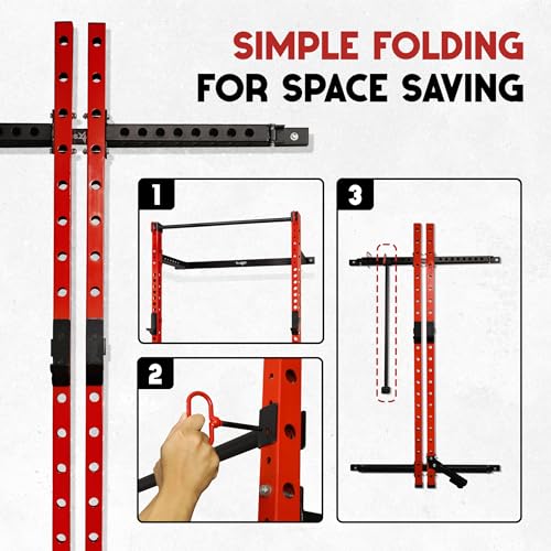 2" x 2" Steel Folding Wall Mounted Squat Rack with Pull-Up Bar O16912