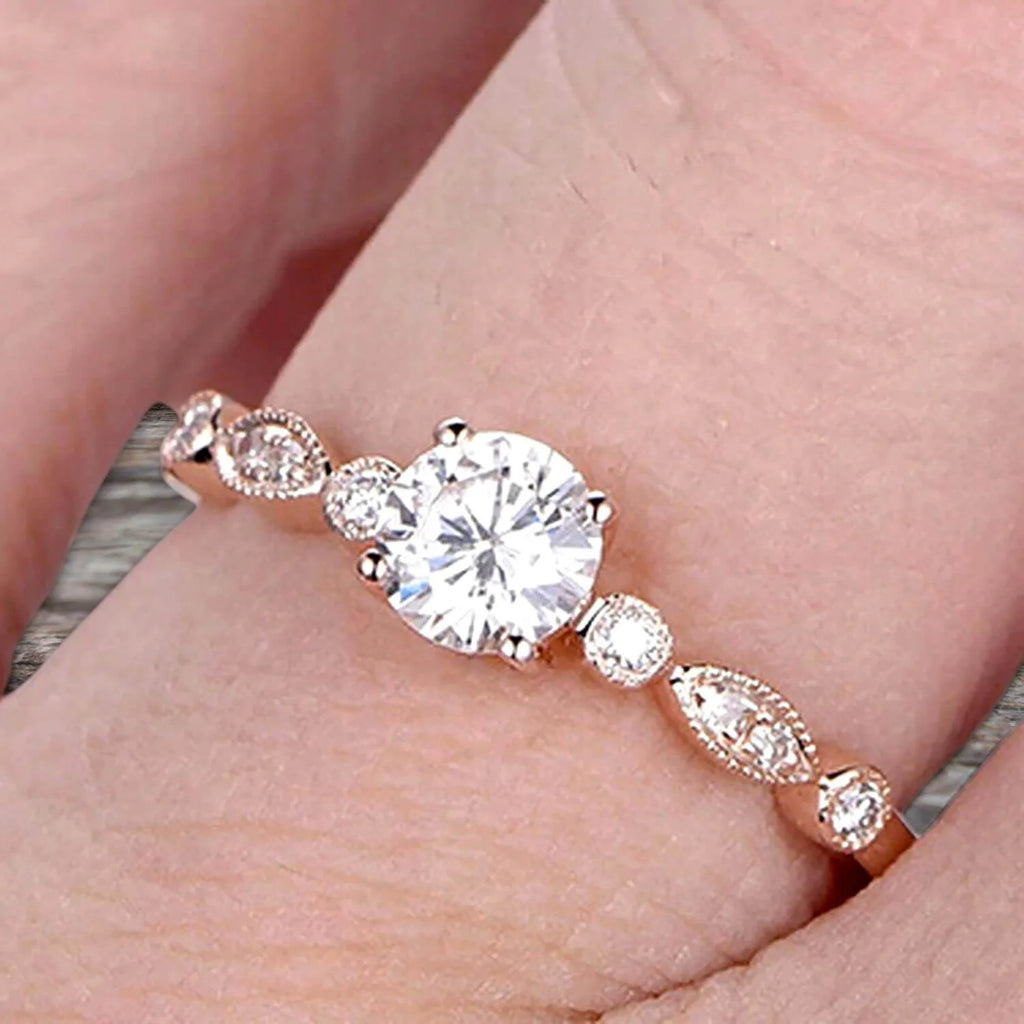1.50 Carat Moissanite Engagement Ring on 10K Rose Gold T6980