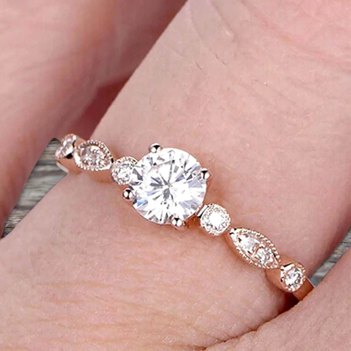 1.50 Carat Moissanite Engagement Ring on 10K Rose Gold T6980