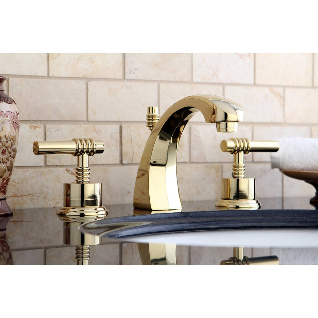 Polished Brass Two Handle Widespread Lavatory Faucet with Pop-Up N746141