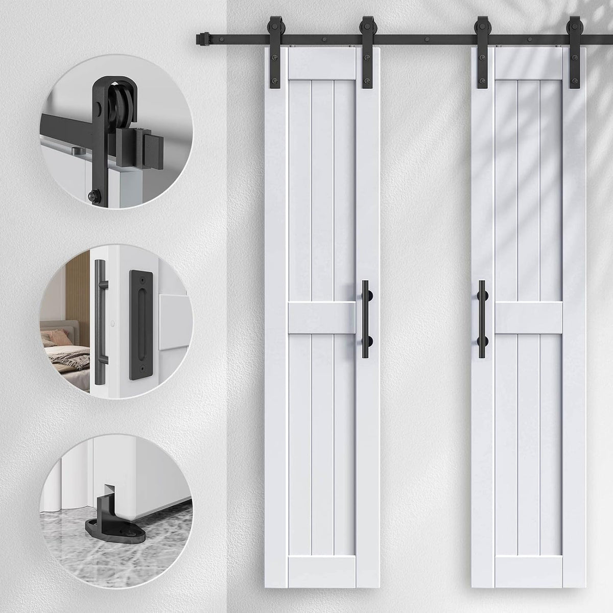 White Barn Door with Sliding Door Hardware A2243