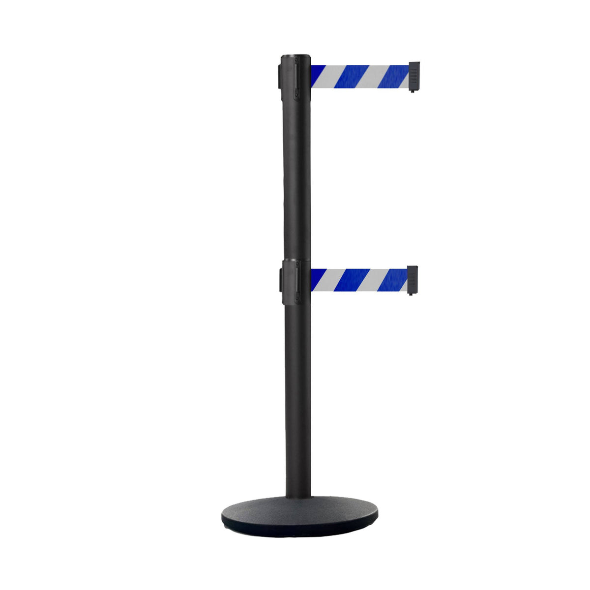 Retractable Belt Barrier Black Post Cast Iron Base 11 ft. Belt B67965