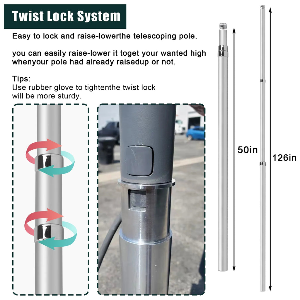 10FT Aluminum Pole with Installed Adapter for Starlink Dish Q80013