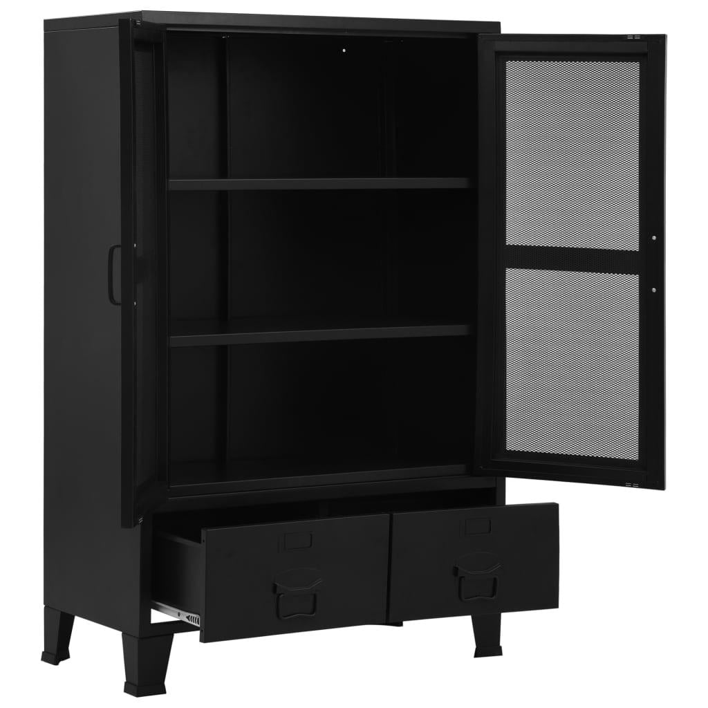 Black Steel Office Cabinet with Mesh Doors L615746