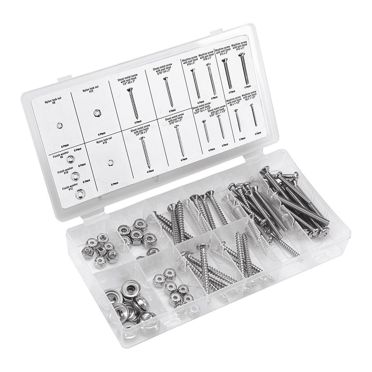 Stainless Steel Screw and Nut Set, 96 Piece V6491