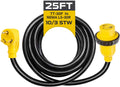 30 Amp RV Extension Cord 25 Ft 10/3 STW TT-30P to NEMA L5-30R 125v Power Cord Q69519