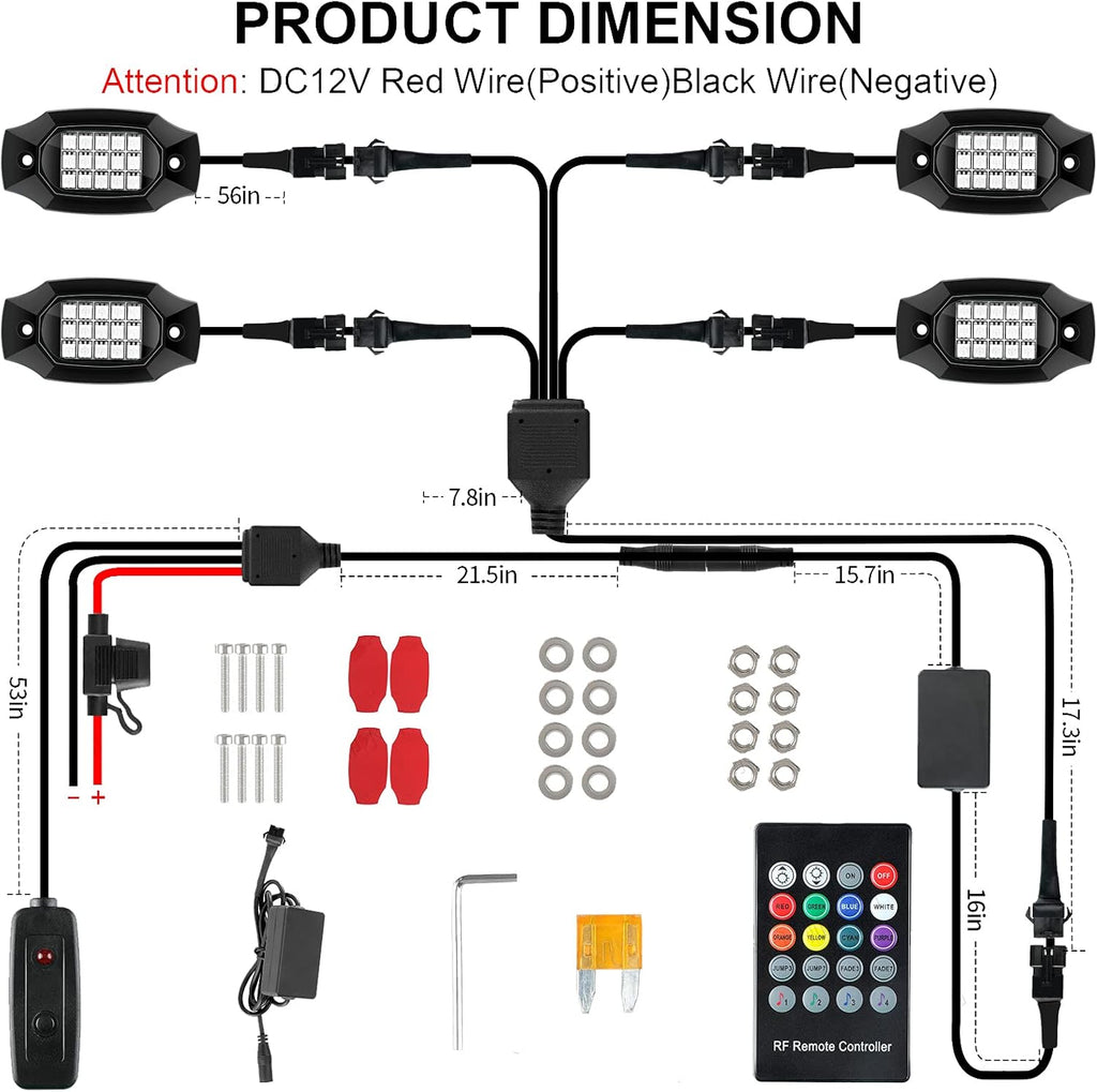 RGBW LED Rock Lights Under Car Lighting Kit 8Pods R7523