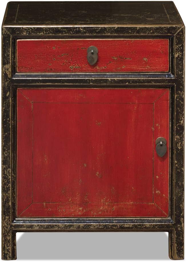 Distressed Red and Black Chinese Cabinet P6592
