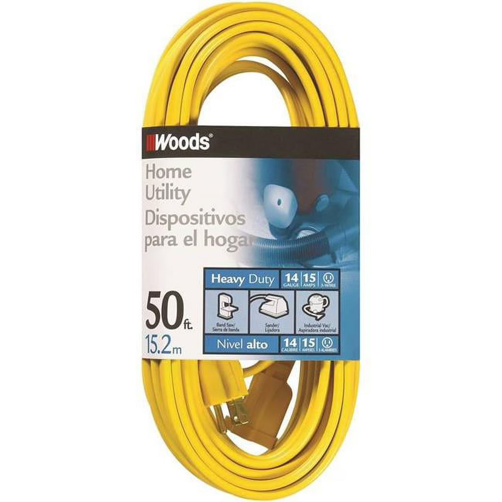 Yellow Flat Vinyl Extension Cord 14/3 x 50' Z92805