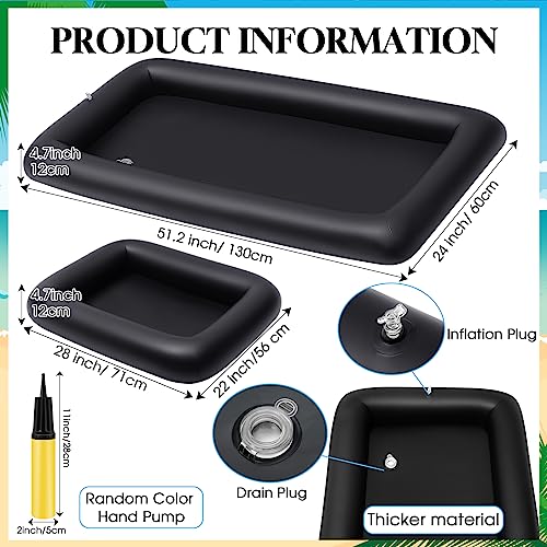 4 Pcs Inflatable Ice Tray Buffet Set with Umbrella and Cooler Black M712