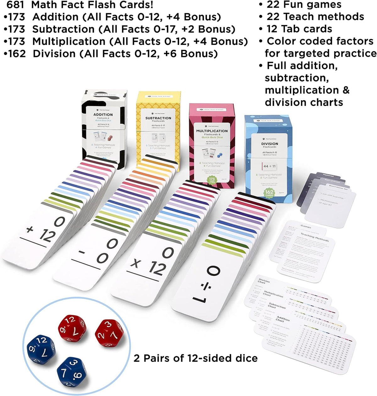 681 Math Flash Cards & Math Dice Addition Subtraction Multiplication Division M17308