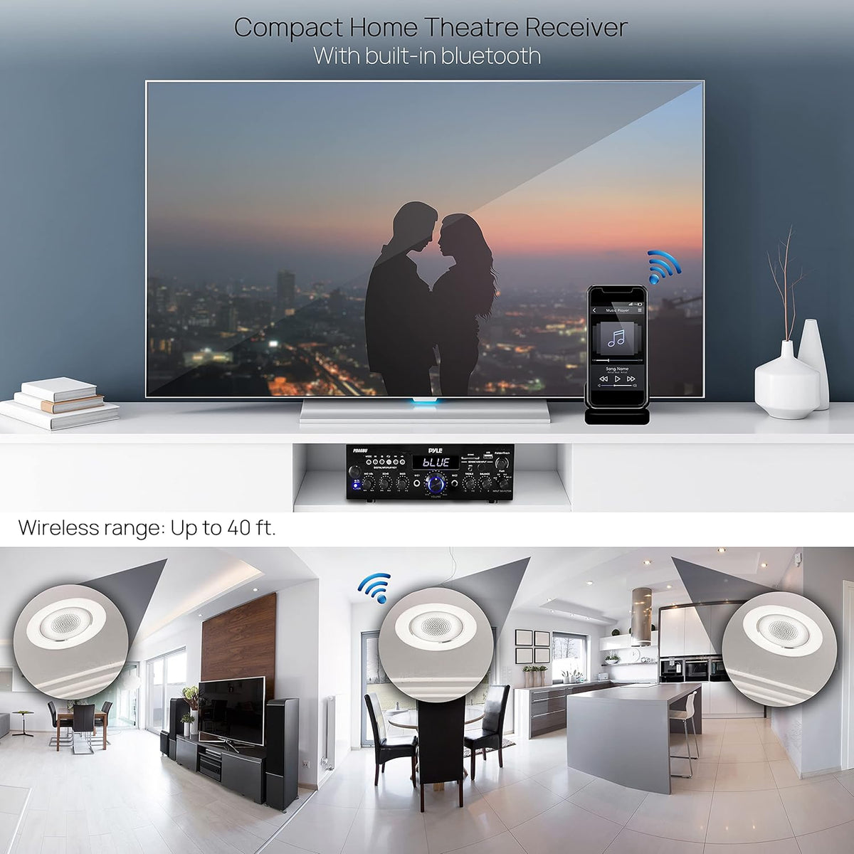 Wireless Bluetooth Home Stereo Amplifier 200 Watt Power Amplifier Home Audio Receiver K2113