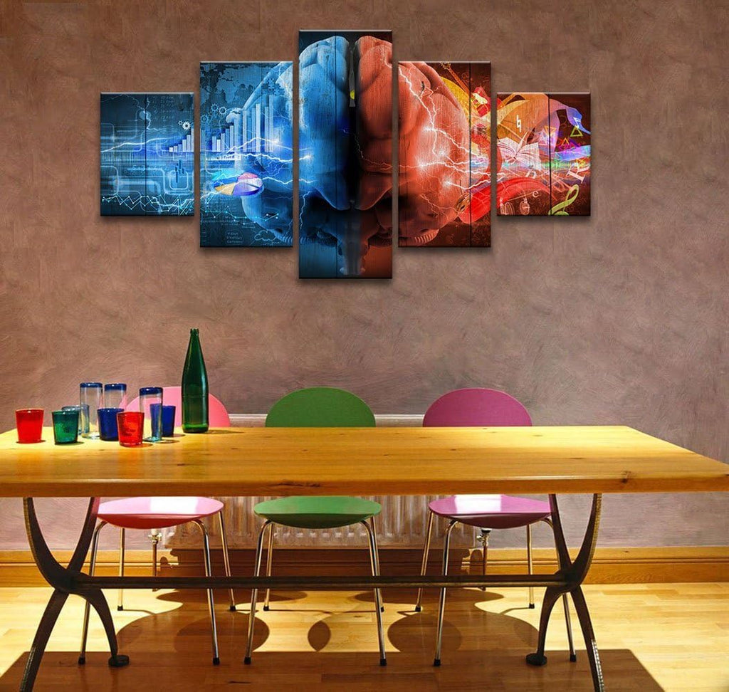 5 Piece Brain Art Canvas Wall Decoration I49379
