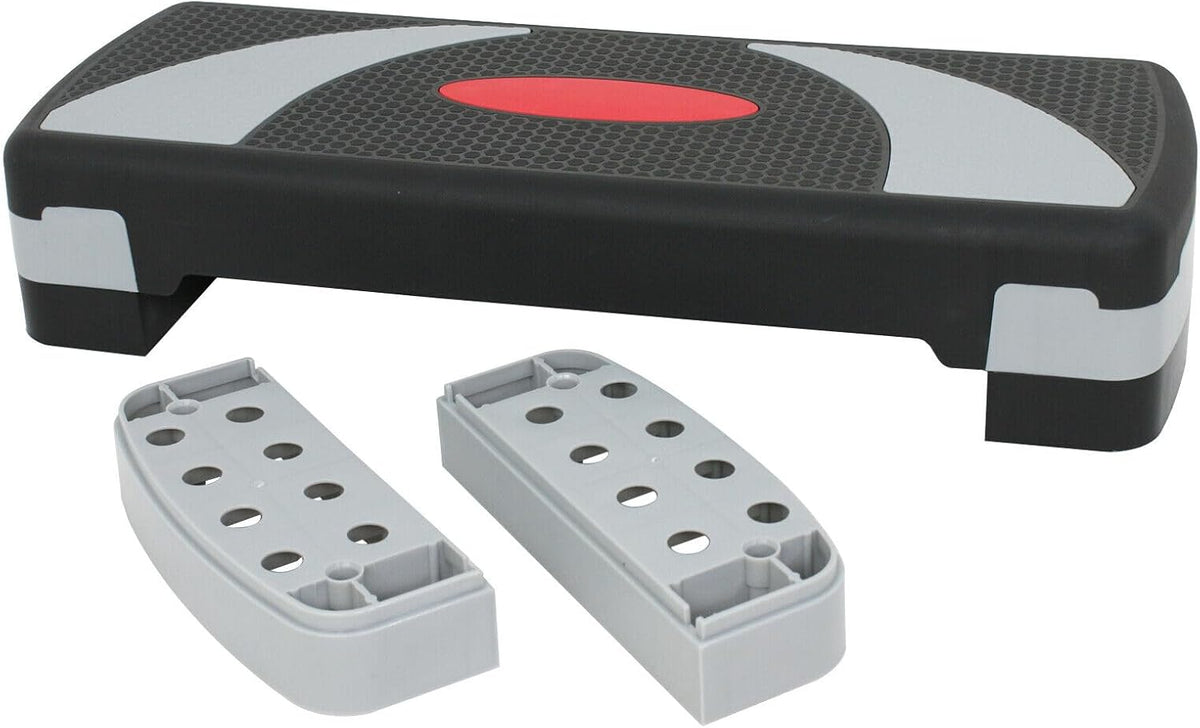 Gray Black Aerobic Step Platform Stepper Adjust 4"-6"-8" with Risers R629300