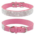 Rhinestone Soft Suede Leather Dog Collar Z490