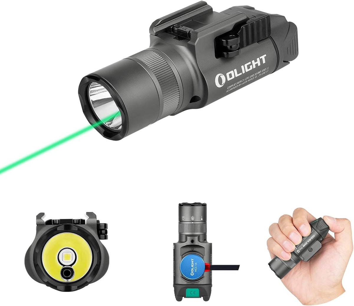 1350 Lumens Magnetic USB Rechargeable Tactical Flashlight with Green Beam and White LED Combo, Rail Mount Weaponlight H236