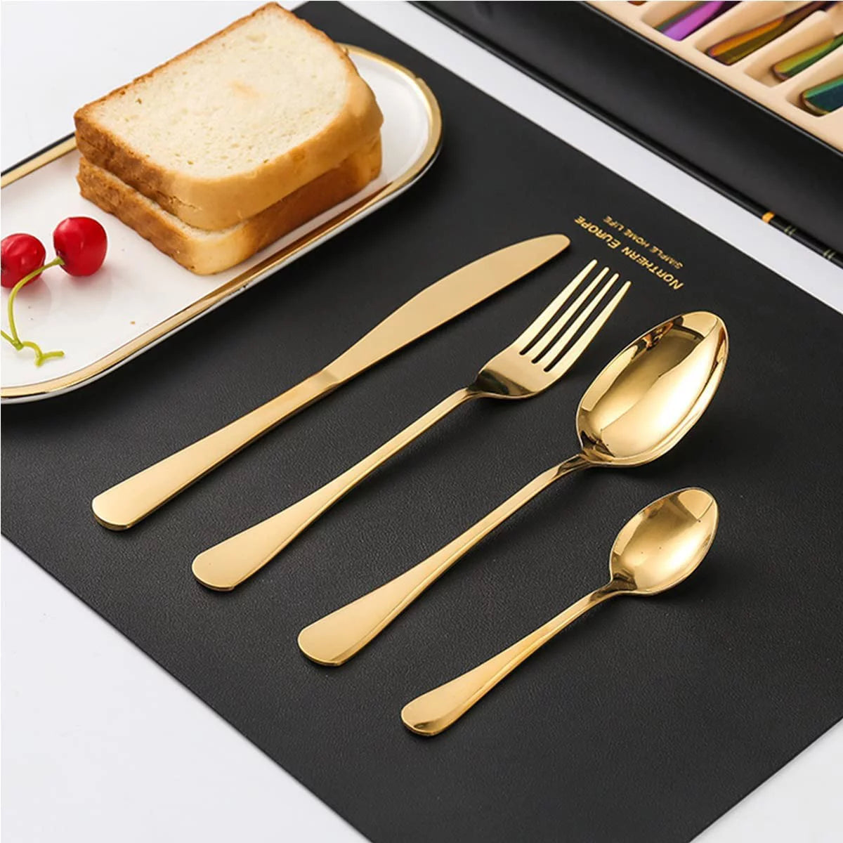 24-Piece Stainless Steel Gold Cutlery Set K315