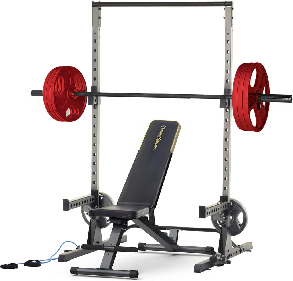 Squat Rack Power Cage with J-Hooks and Weight Plate Storage R708604