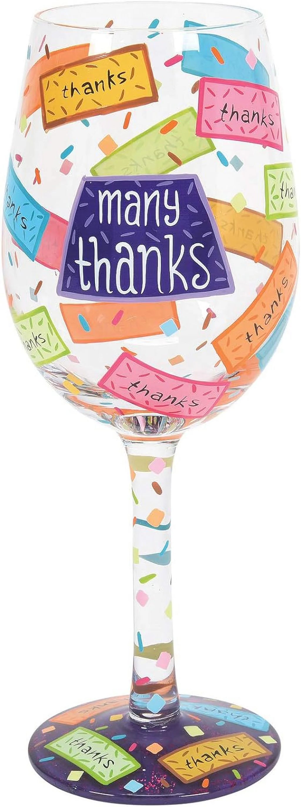 Hand-Painted Artisan Wine Glass 15 Ounce Multicolor V132050