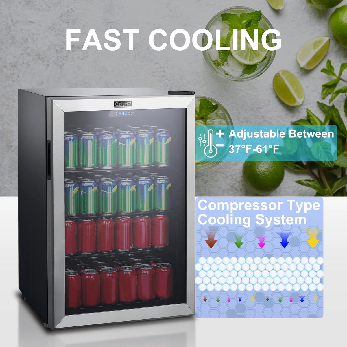 4.5 Cu ft 152 Can Stainless Steel Mini Fridge L266662