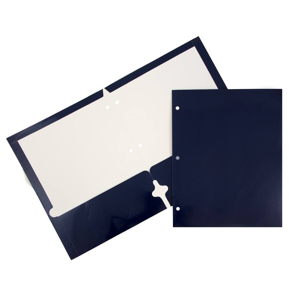 Navy Blue 2 Pocket 3 Hole Punched Folders, 50/Box J85173
