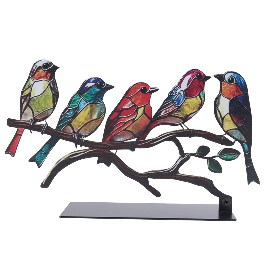 Multicolor Bird Stained Metal Desktop Ornaments U374