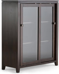 36 inch Wide Medium Storage Cabinet with 2 Sliding Tempered Glass Doors V672