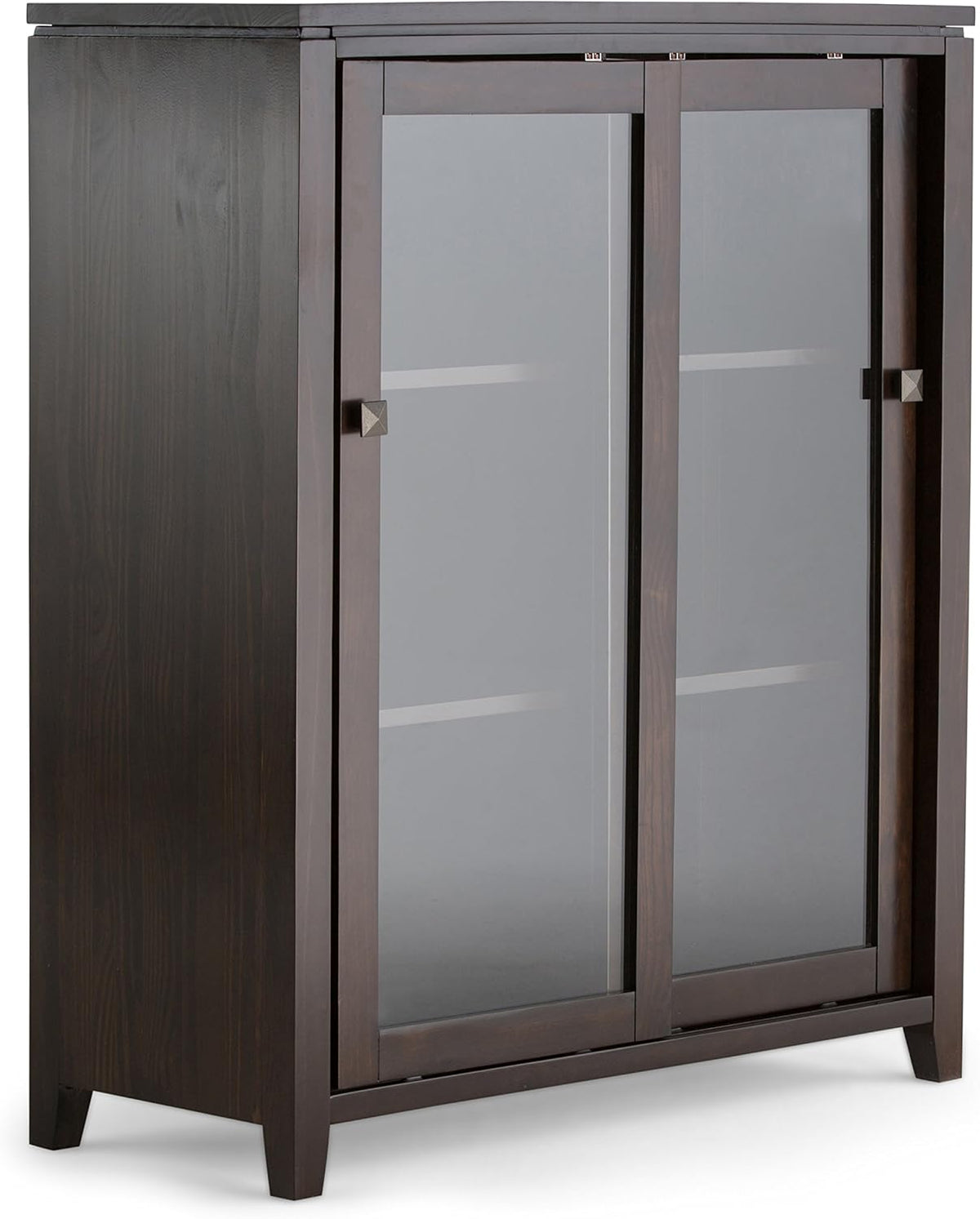 36 inch Wide Medium Storage Cabinet with 2 Sliding Tempered Glass Doors V672