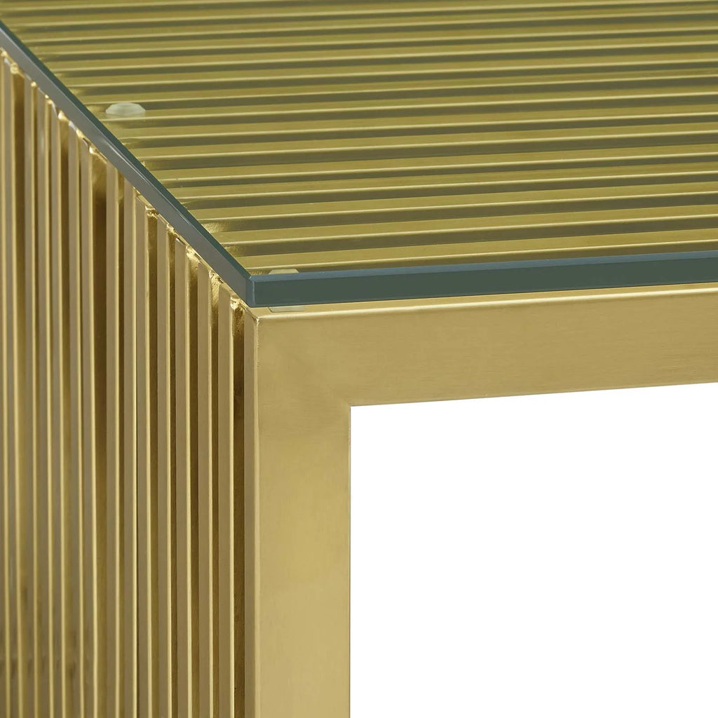 Modern Deco Coffee Table, Metal Steel Stainless Steel Glass, Gold E1038