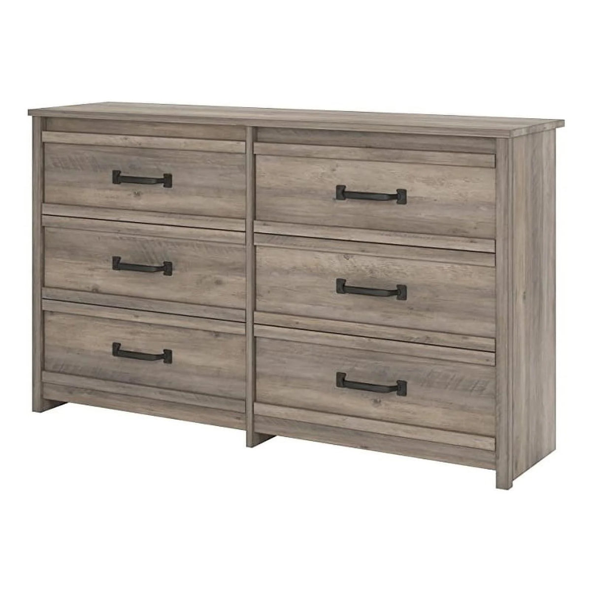 Gray Oak 6 Drawer Engineered Wood Dresser D135