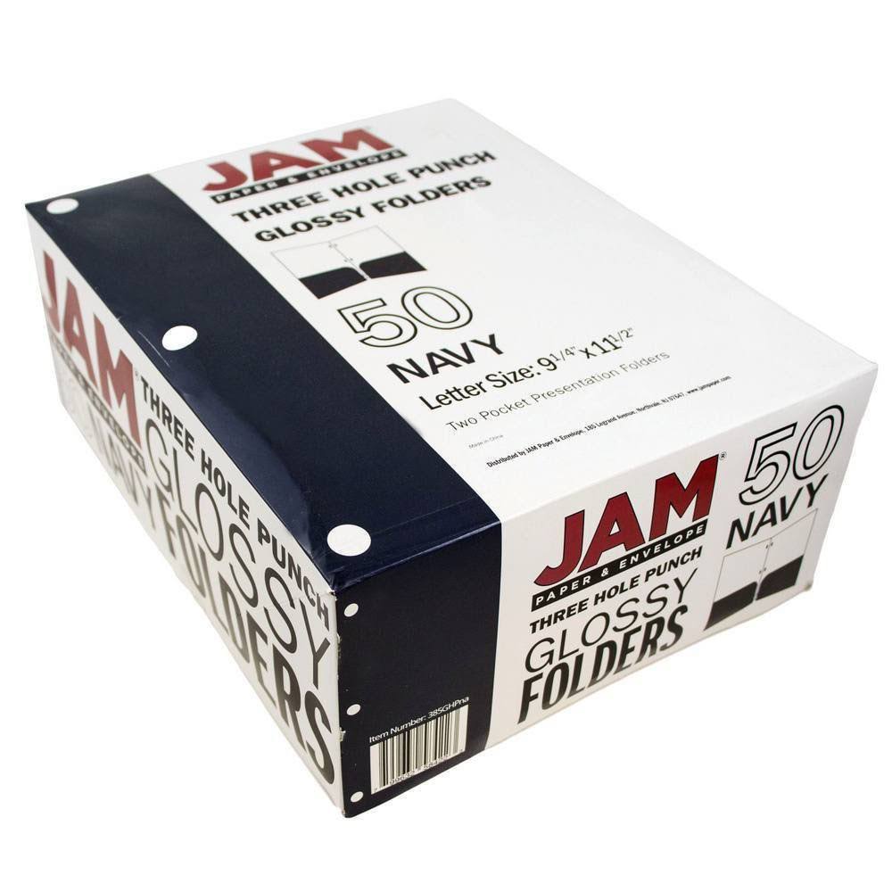 Navy Blue 2 Pocket 3 Hole Punched Folders, 50/Box J85173