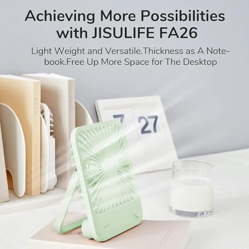 Desk Fan Battery Rechargeable, 4500mAh 180°Foldable Portable Personal Fan, 4 Speeds Adjustable White W48759